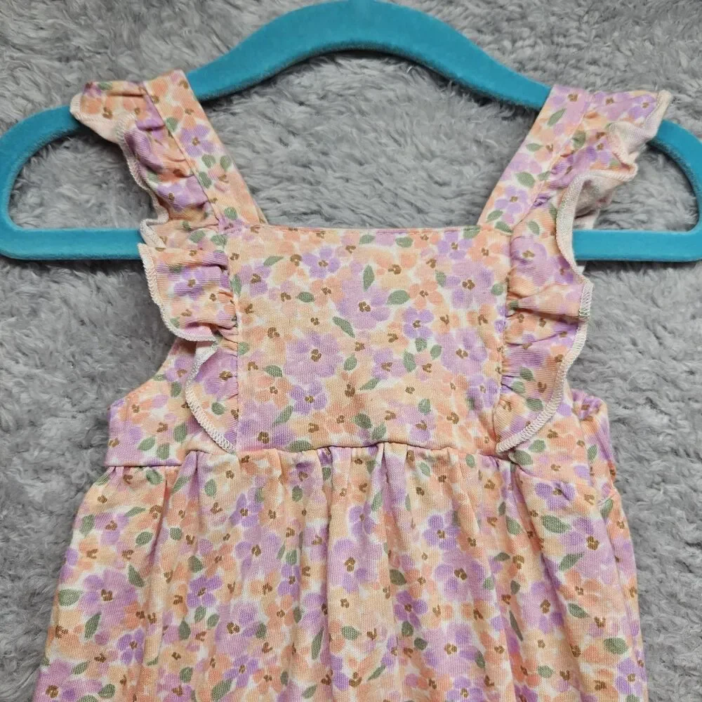 Carter's Baby Girl Floral Rompers Size 6 Months Spring Summer Ruffle Sleeveless